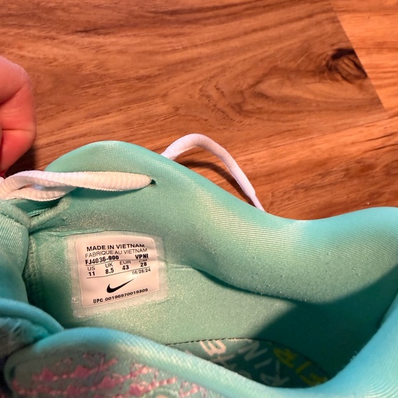 Women's Green and Pink custom Nike Sabrina’s - Picture 5 of 6